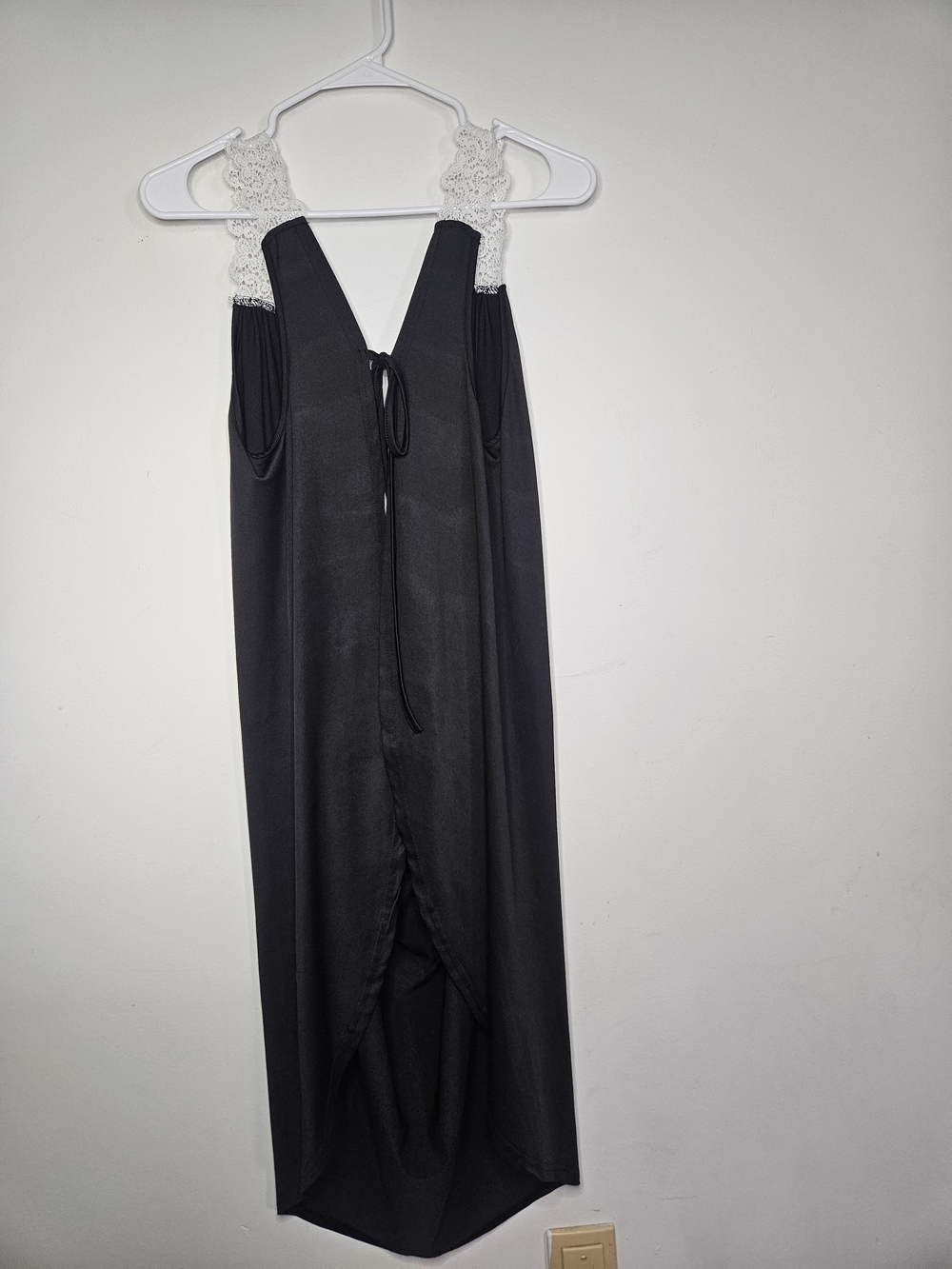 Unbranded Black Lace Strap Maxi Dress Open Front Beach Cover Up Loungewear XXL